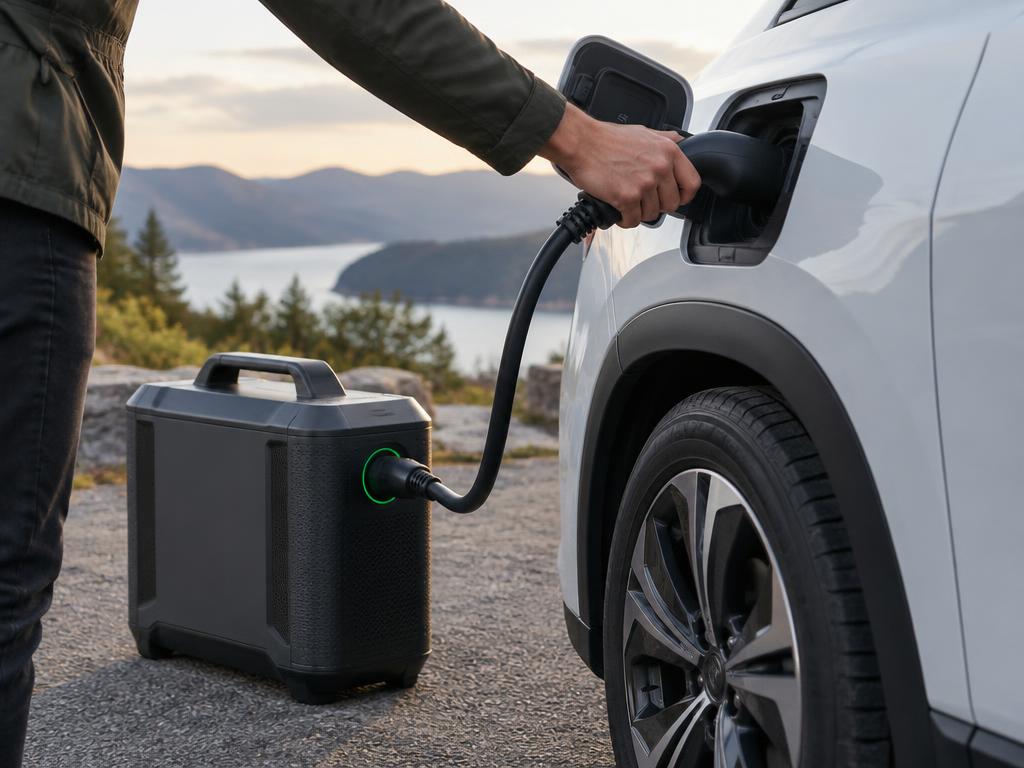 Charging connector attached to an electric vehicle